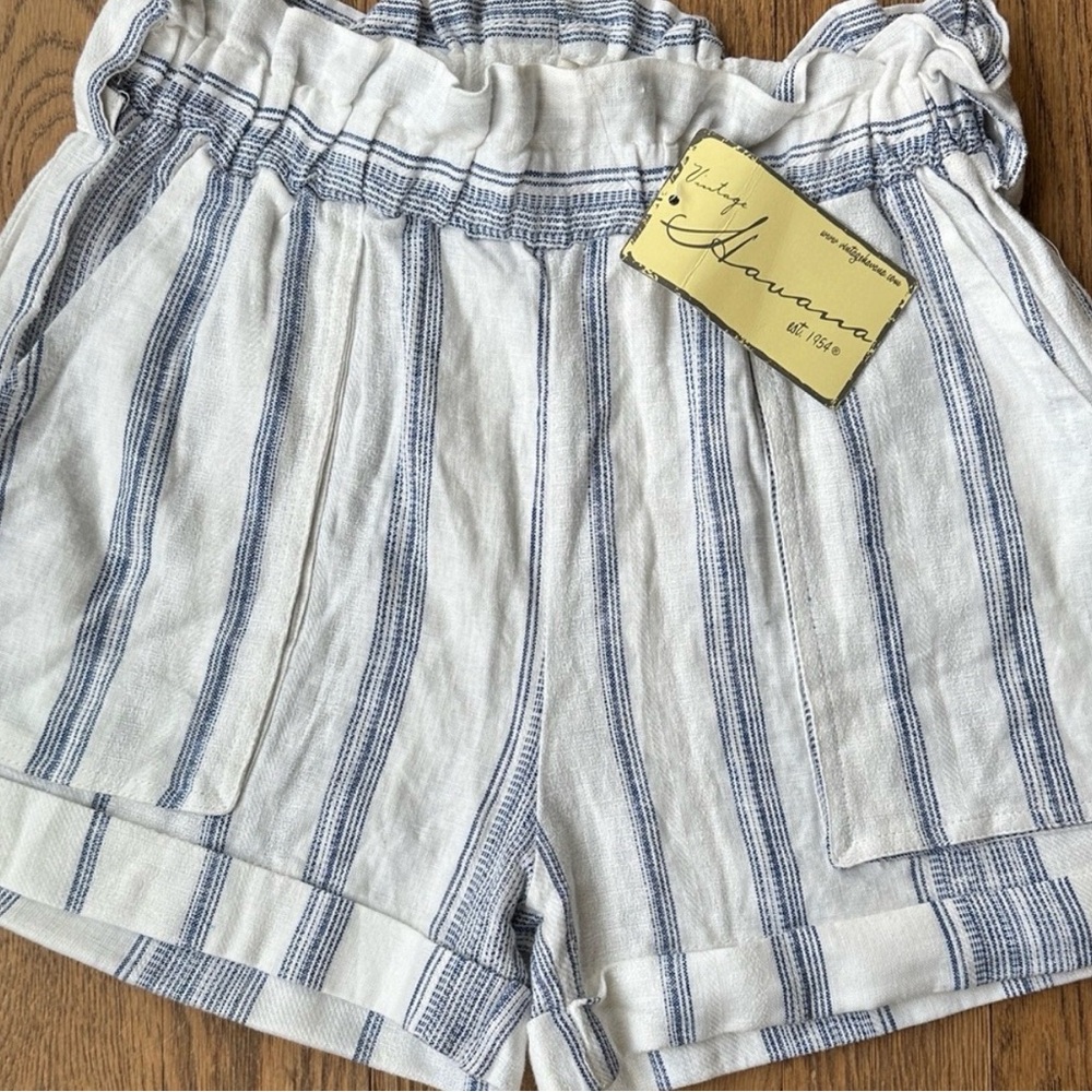 Vintage Blue and White High Waist Shorts